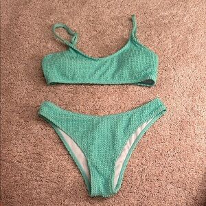 Textured Green Bikini Set